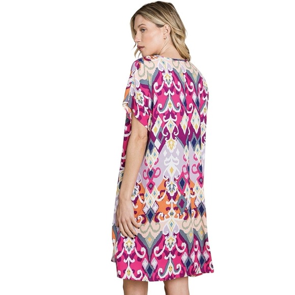 Cotton Bleu Women's Multi Color Shift Dress Pockets Size M - Picture 2 of 2